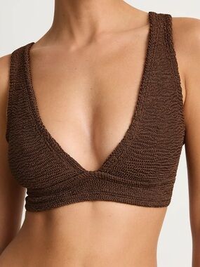 Hunza G Angel Bikini Top Brown